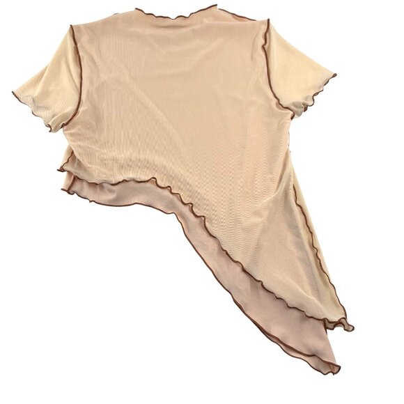 Princess Polly Asymmetrical Shirt Women's size 2 Beige Short Sleeves y2k - Picture 3 of 6